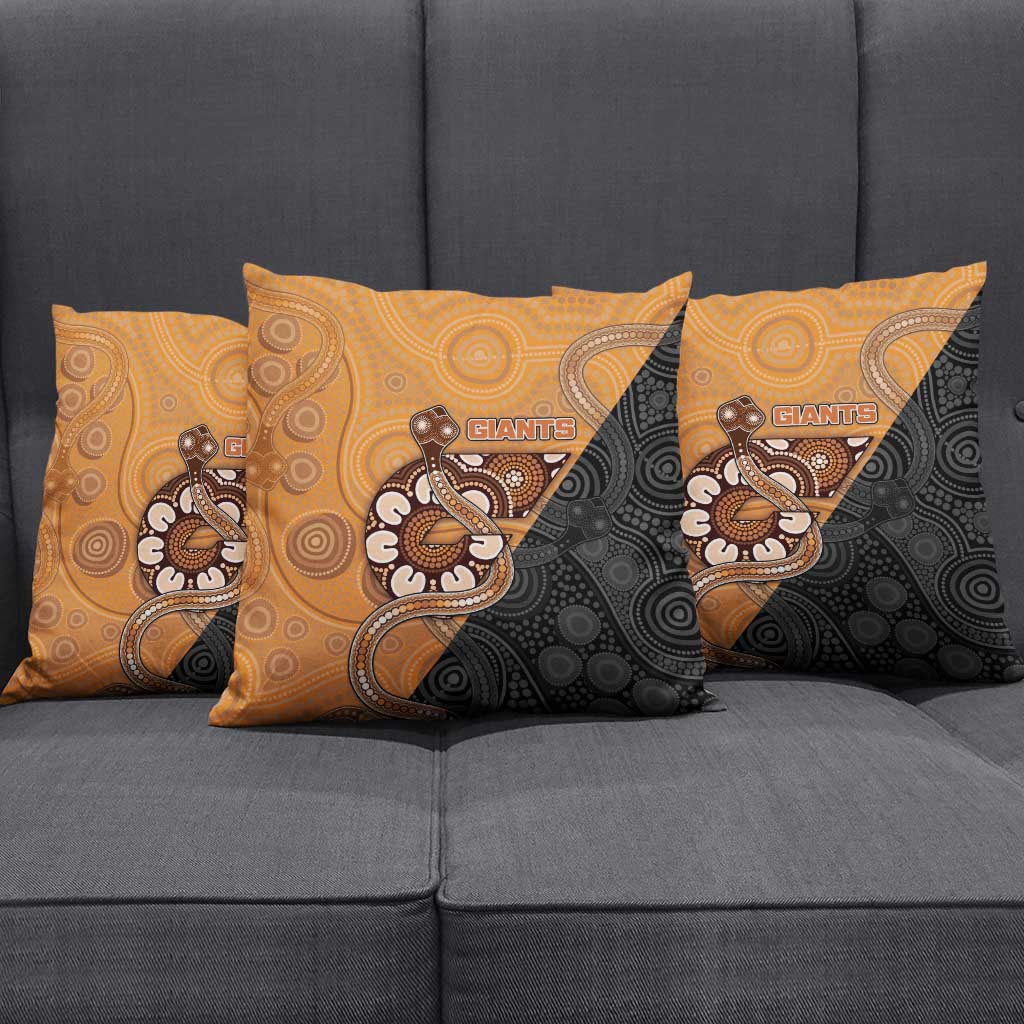 Greater Western Sydney Giants Pillow Cover Aboriginal Snake Dot Art