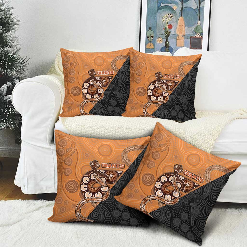 Greater Western Sydney Giants Pillow Cover Aboriginal Snake Dot Art