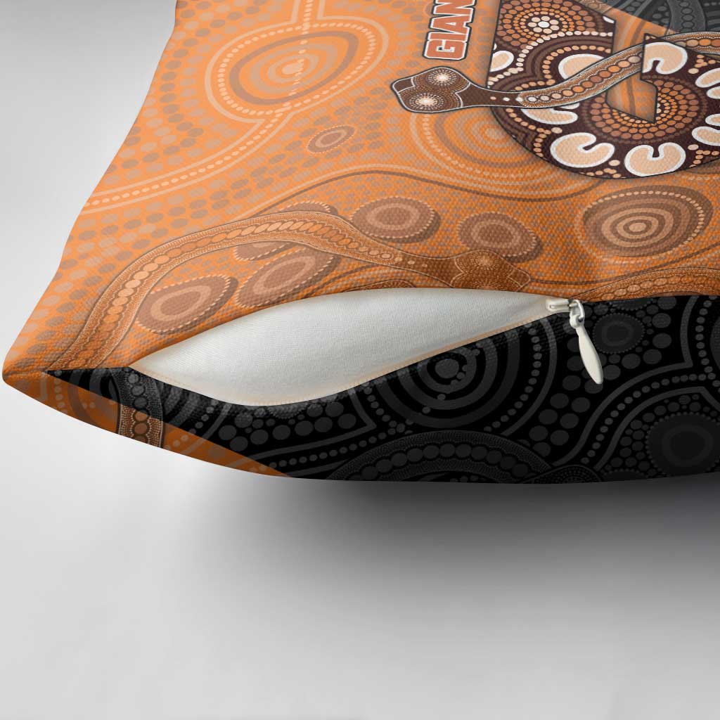 Greater Western Sydney Giants Pillow Cover Aboriginal Snake Dot Art