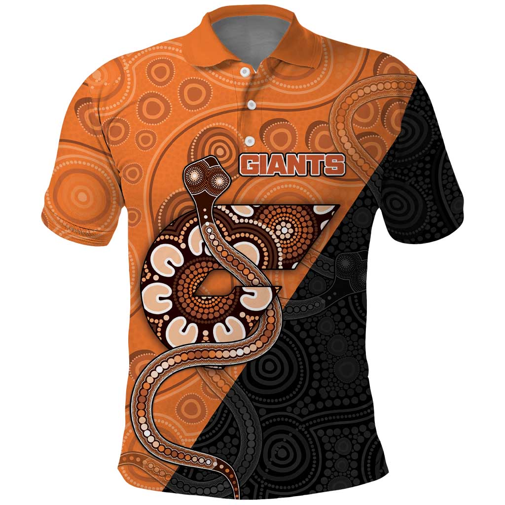 Custom Greater Western Sydney Giants Polo Shirt Aboriginal Snake Dot Art