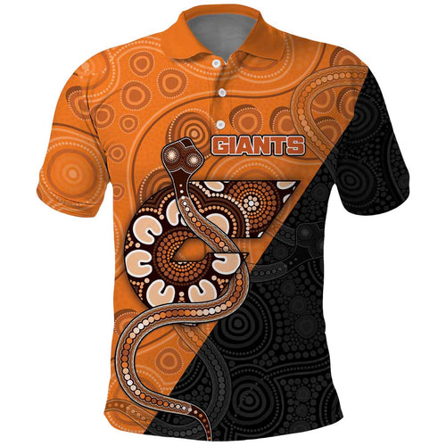 Custom Greater Western Sydney Giants Polo Shirt Aboriginal Snake Dot Art