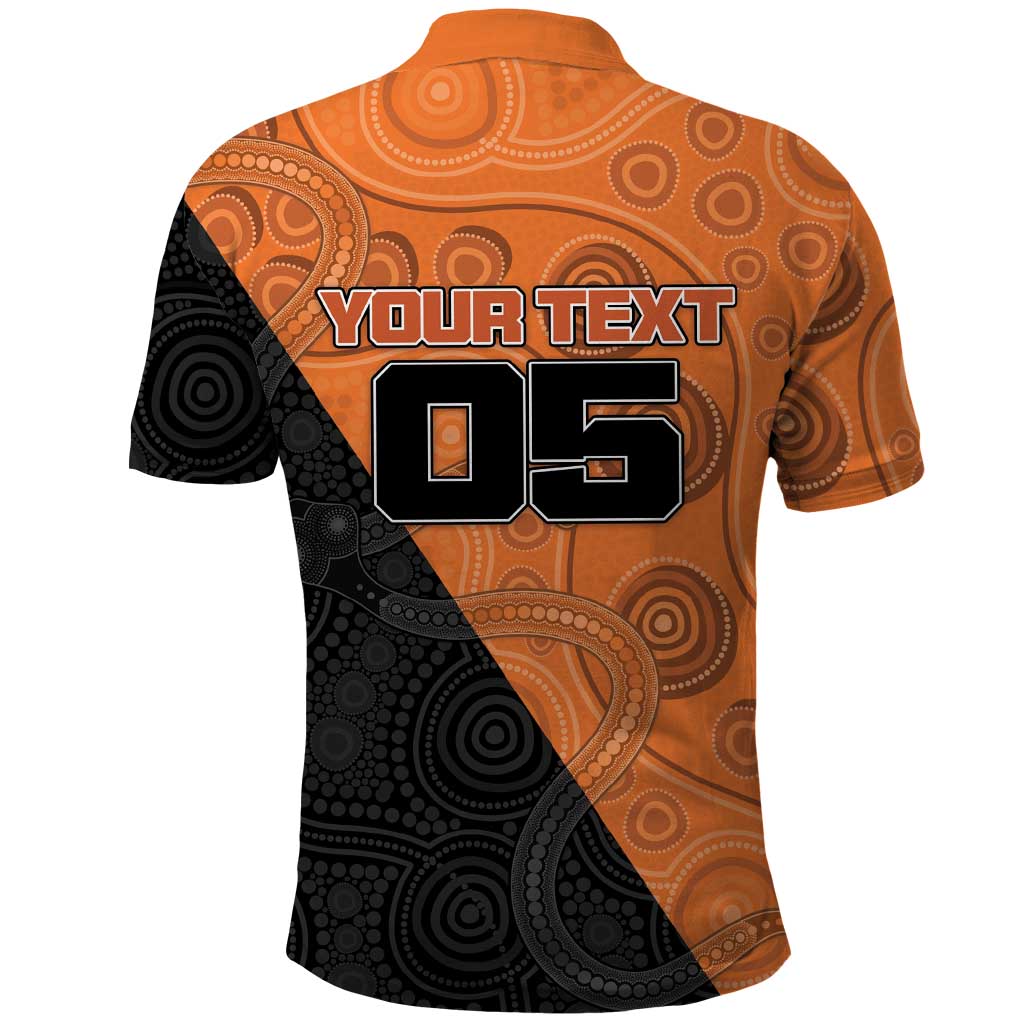Custom Greater Western Sydney Giants Polo Shirt Aboriginal Snake Dot Art