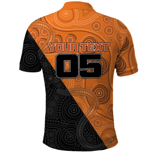 Custom Greater Western Sydney Giants Polo Shirt Aboriginal Snake Dot Art