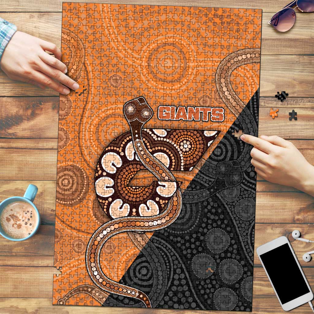 Greater Western Sydney Giants Puzzle Aboriginal Snake Dot Art
