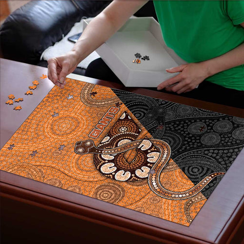 Greater Western Sydney Giants Puzzle Aboriginal Snake Dot Art