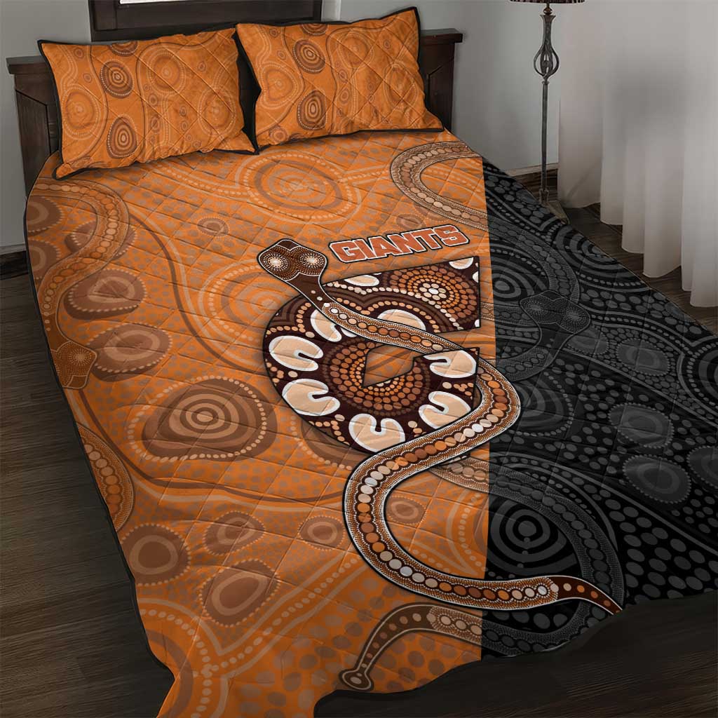 Greater Western Sydney Giants Quilt Bed Set Aboriginal Snake Dot Art