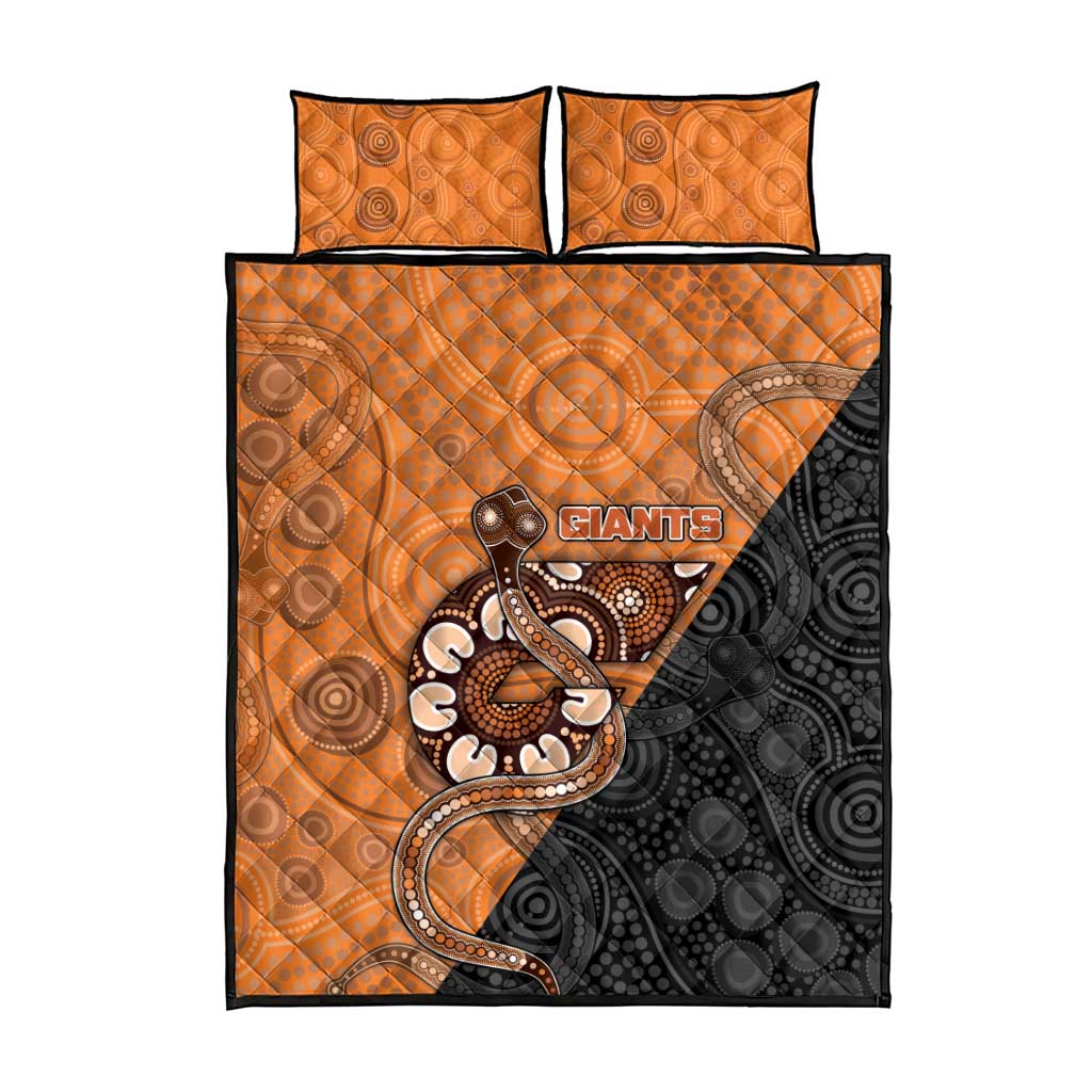 Greater Western Sydney Giants Quilt Bed Set Aboriginal Snake Dot Art