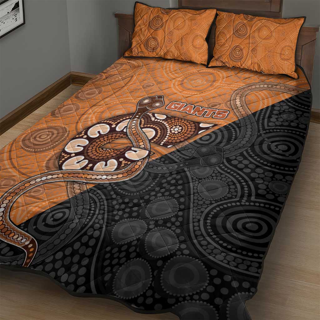 Greater Western Sydney Giants Quilt Bed Set Aboriginal Snake Dot Art