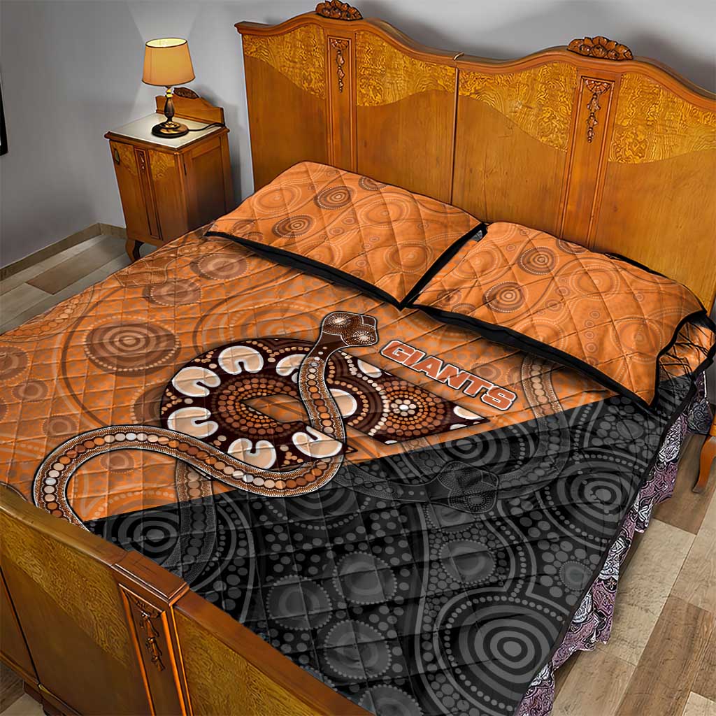 Greater Western Sydney Giants Quilt Bed Set Aboriginal Snake Dot Art