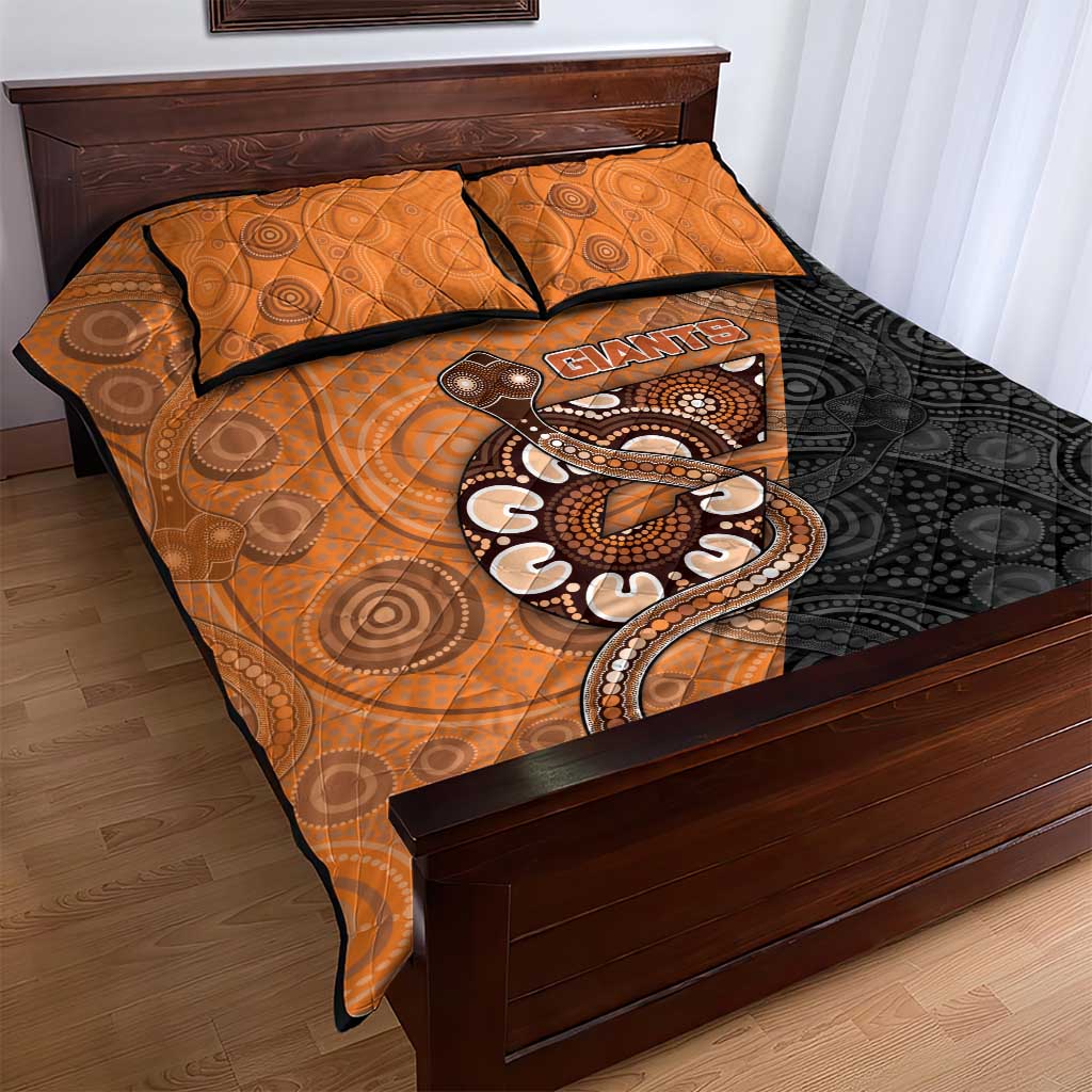 Greater Western Sydney Giants Quilt Bed Set Aboriginal Snake Dot Art