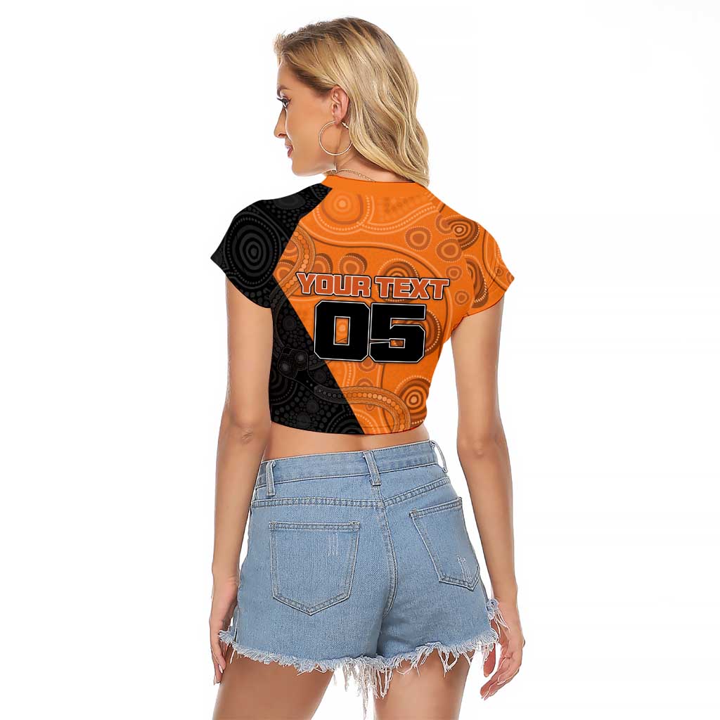 Custom Greater Western Sydney Giants Raglan Cropped T Shirt Aboriginal Snake Dot Art