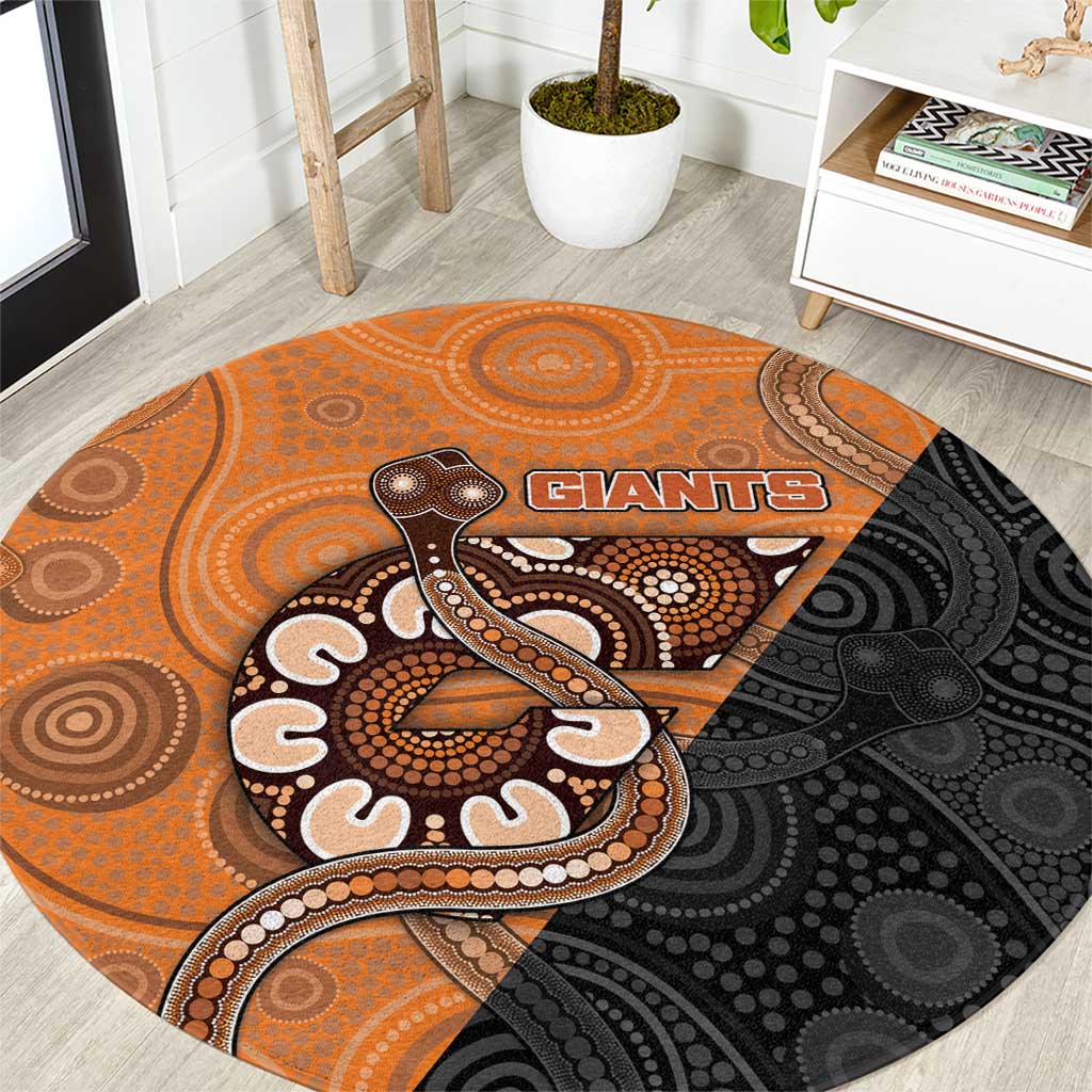 Greater Western Sydney Giants Round Carpet Aboriginal Snake Dot Art