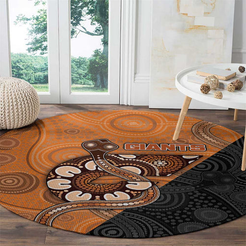 Greater Western Sydney Giants Round Carpet Aboriginal Snake Dot Art