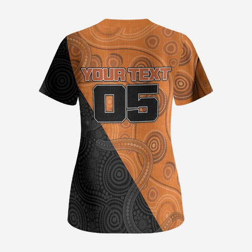 Custom Greater Western Sydney Giants Scrub Top Aboriginal Snake Dot Art