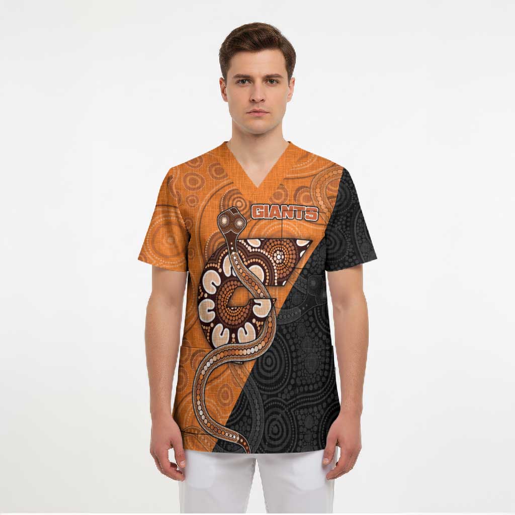 Custom Greater Western Sydney Giants Scrub Top Aboriginal Snake Dot Art