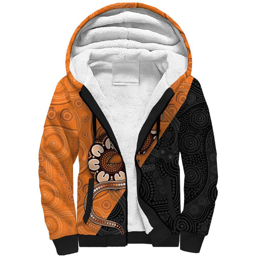 Custom Greater Western Sydney Giants Sherpa Hoodie Aboriginal Snake Dot Art