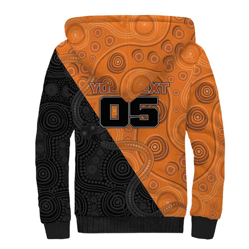 Custom Greater Western Sydney Giants Sherpa Hoodie Aboriginal Snake Dot Art