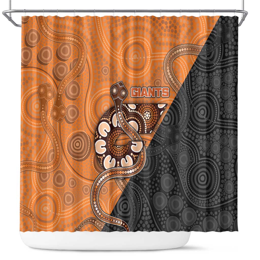 Greater Western Sydney Giants Shower Curtain Aboriginal Snake Dot Art