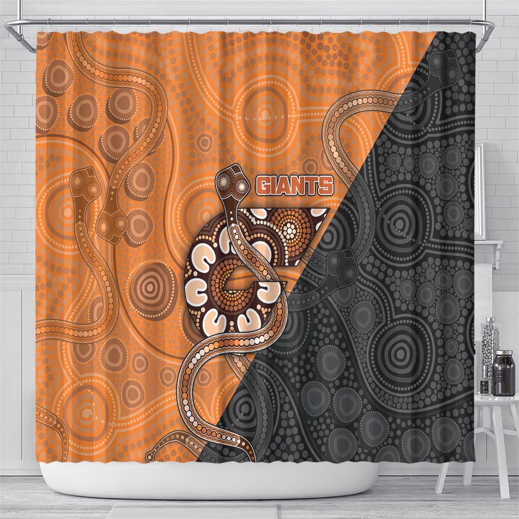 Greater Western Sydney Giants Shower Curtain Aboriginal Snake Dot Art