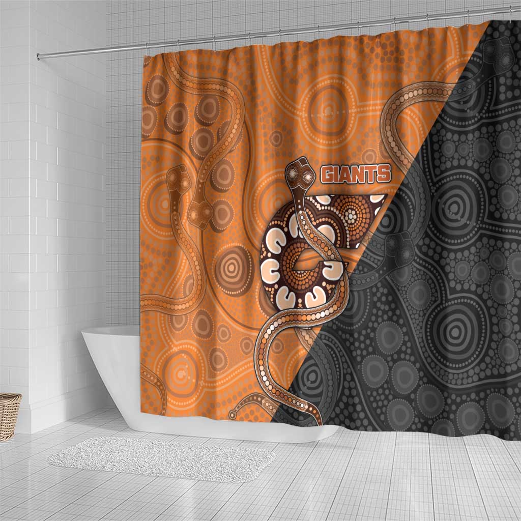 Greater Western Sydney Giants Shower Curtain Aboriginal Snake Dot Art