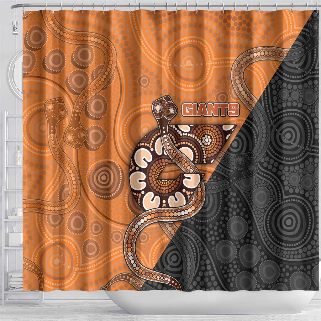 Greater Western Sydney Giants Shower Curtain Aboriginal Snake Dot Art