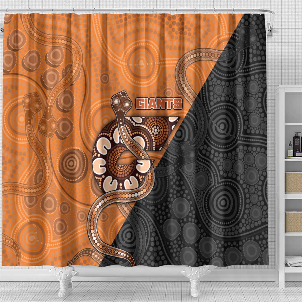 Greater Western Sydney Giants Shower Curtain Aboriginal Snake Dot Art