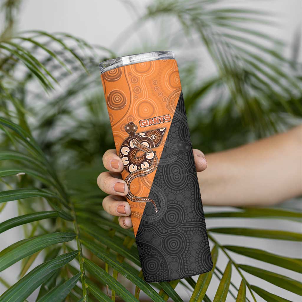 Custom Greater Western Sydney Giants Skinny Tumbler Aboriginal Snake Dot Art
