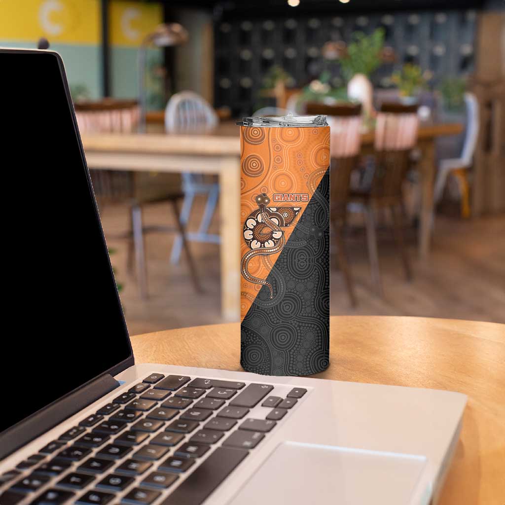 Custom Greater Western Sydney Giants Skinny Tumbler Aboriginal Snake Dot Art