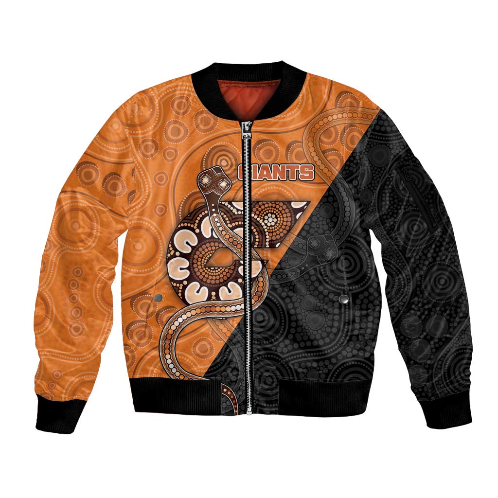 Custom Greater Western Sydney Giants Sleeve Zip Bomber Jacket Aboriginal Snake Dot Art
