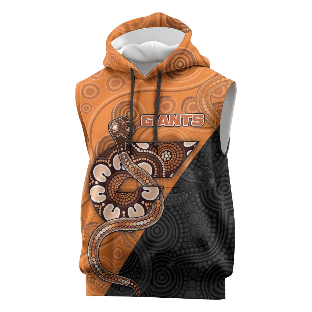 Custom Greater Western Sydney Giants Sleeveless Hoodie Aboriginal Snake Dot Art