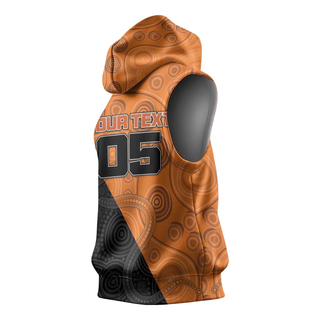 Custom Greater Western Sydney Giants Sleeveless Hoodie Aboriginal Snake Dot Art
