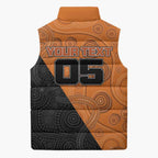 Custom Greater Western Sydney Giants Sleeveless Puffer Jacket Aboriginal Snake Dot Art