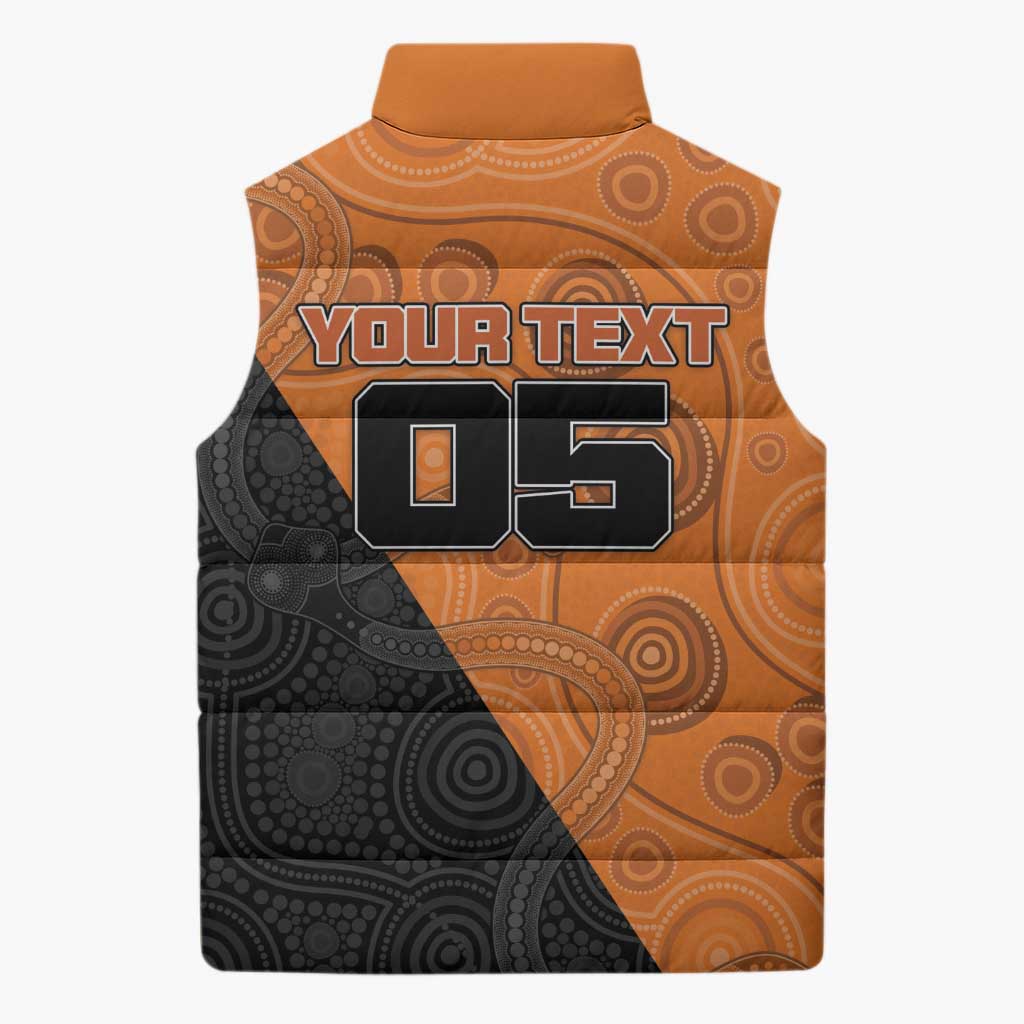 Custom Greater Western Sydney Giants Sleeveless Puffer Jacket Aboriginal Snake Dot Art