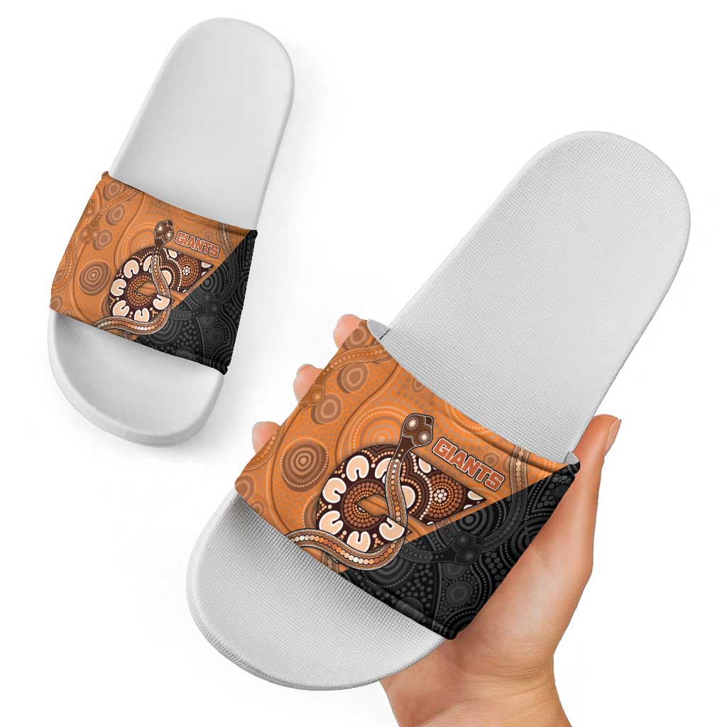Greater Western Sydney Giants Slide Sandals Aboriginal Snake Dot Art