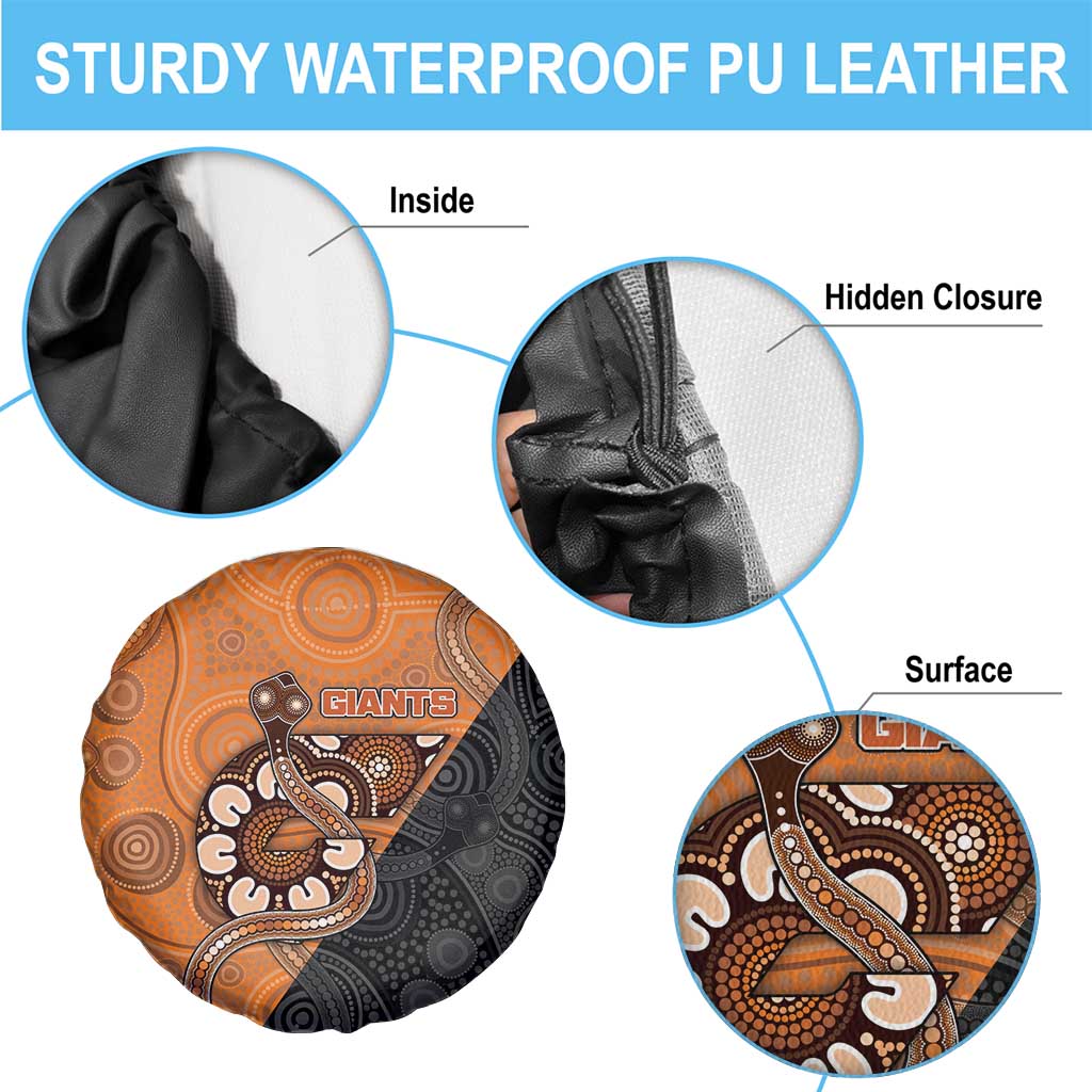 Greater Western Sydney Giants Spare Tire Cover Aboriginal Snake Dot Art