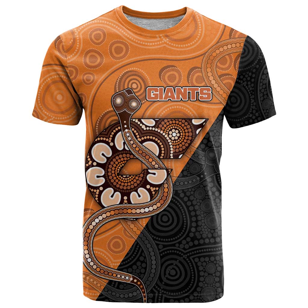 Custom Greater Western Sydney Giants T Shirt Aboriginal Snake Dot Art