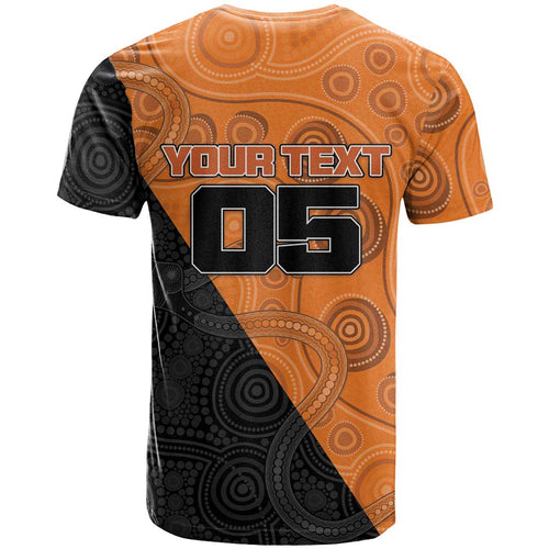 Custom Greater Western Sydney Giants T Shirt Aboriginal Snake Dot Art