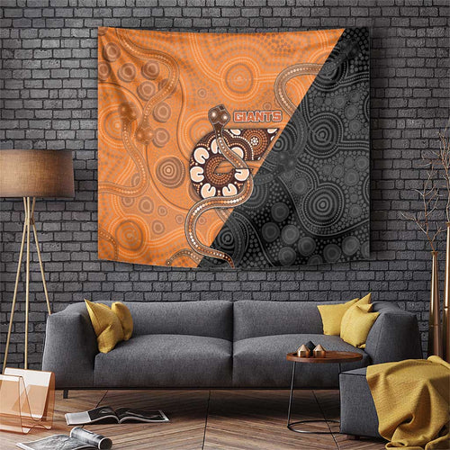 Greater Western Sydney Giants Tapestry Aboriginal Snake Dot Art