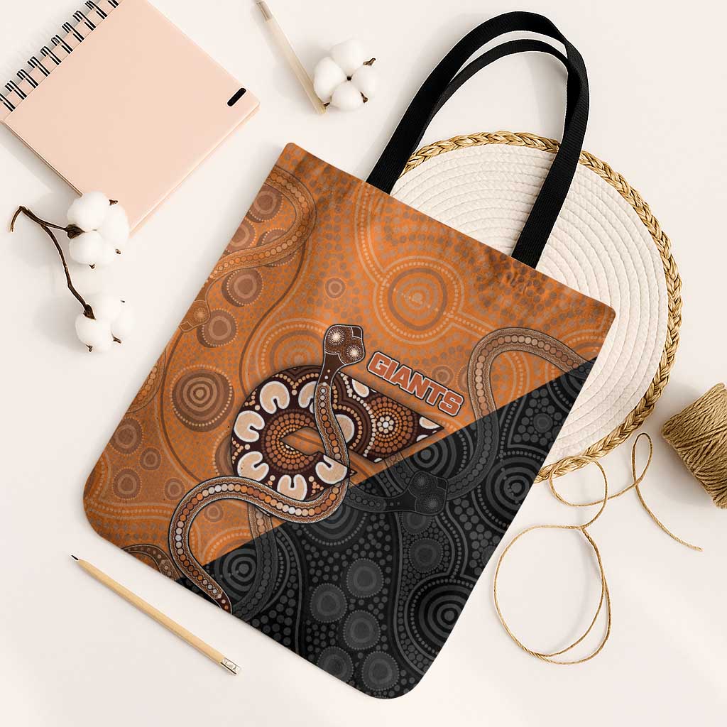 Greater Western Sydney Giants Tote Bag Aboriginal Snake Dot Art