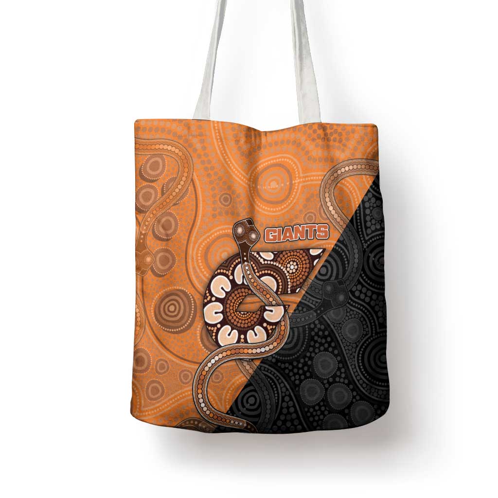 Greater Western Sydney Giants Tote Bag Aboriginal Snake Dot Art