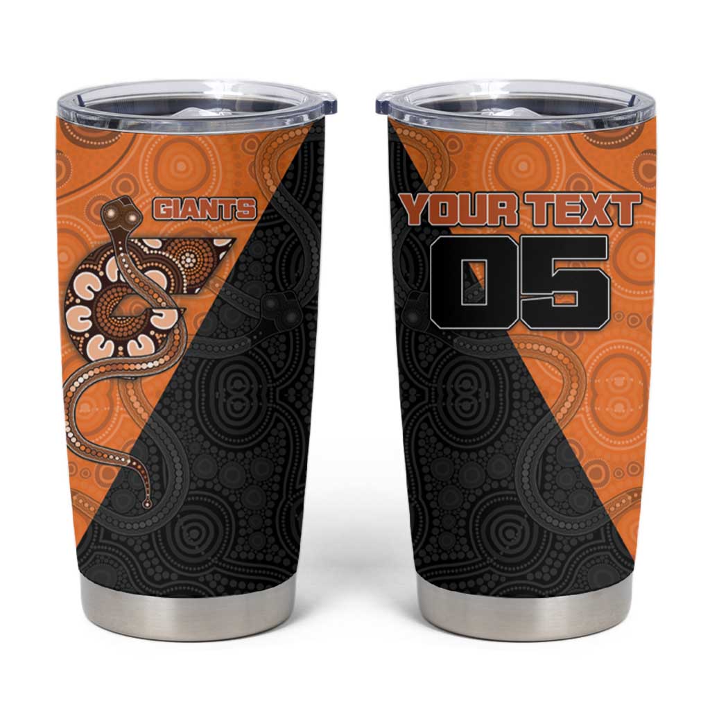 Custom Greater Western Sydney Giants Tumbler Cup Aboriginal Snake Dot Art