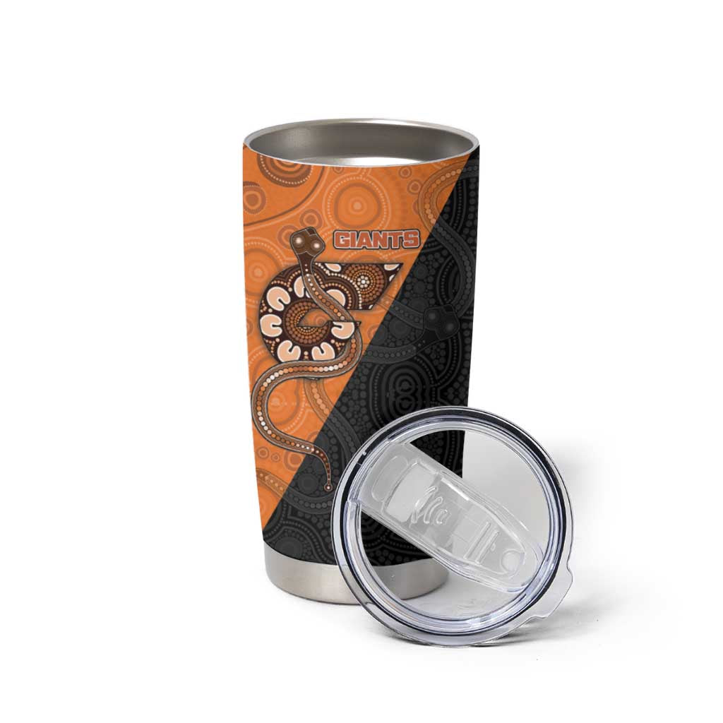 Custom Greater Western Sydney Giants Tumbler Cup Aboriginal Snake Dot Art