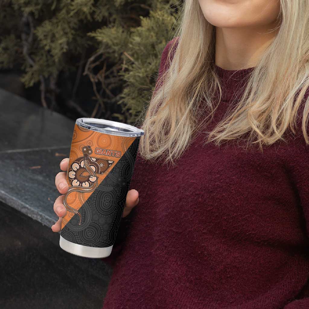 Custom Greater Western Sydney Giants Tumbler Cup Aboriginal Snake Dot Art
