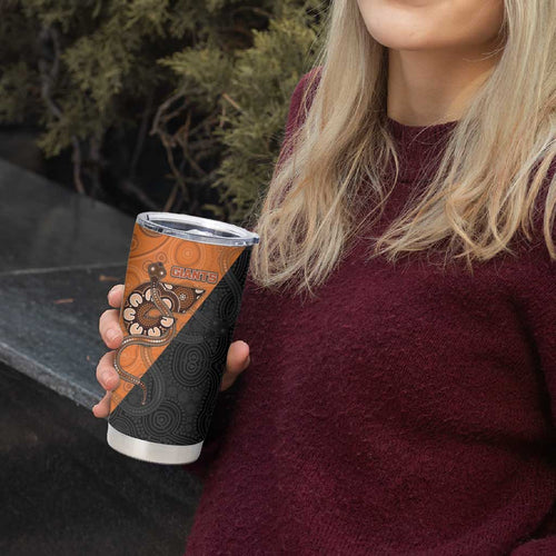 Custom Greater Western Sydney Giants Tumbler Cup Aboriginal Snake Dot Art