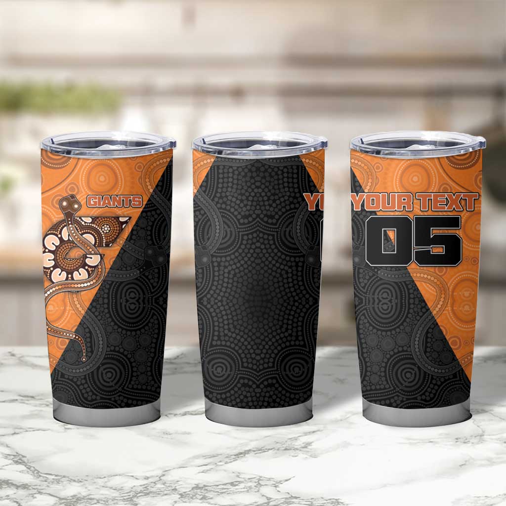Custom Greater Western Sydney Giants Tumbler Cup Aboriginal Snake Dot Art