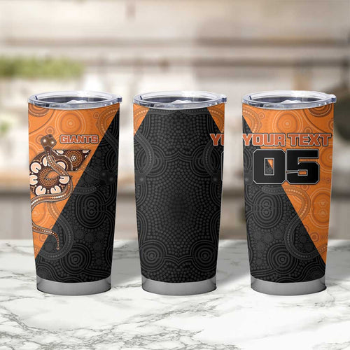 Custom Greater Western Sydney Giants Tumbler Cup Aboriginal Snake Dot Art