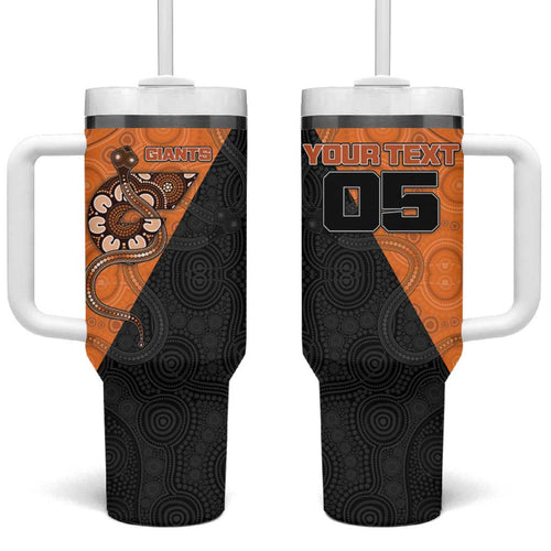 Custom Greater Western Sydney Giants Tumbler With Handle Aboriginal Snake Dot Art