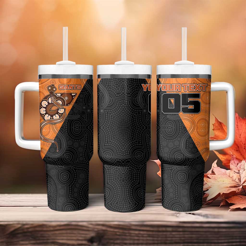 Custom Greater Western Sydney Giants Tumbler With Handle Aboriginal Snake Dot Art