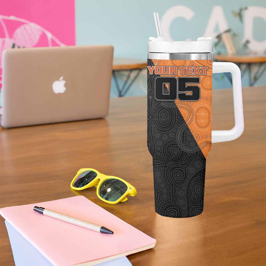 Custom Greater Western Sydney Giants Tumbler With Handle Aboriginal Snake Dot Art