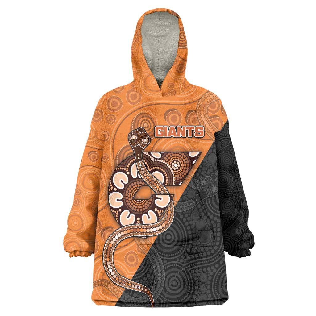 Custom Greater Western Sydney Giants Wearable Blanket Hoodie Aboriginal Snake Dot Art